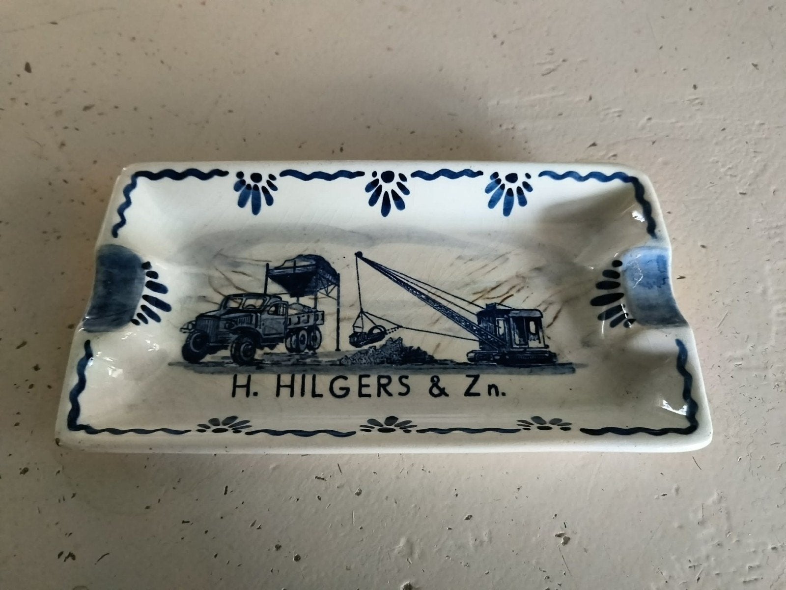 Delfts blauw asbakje H. Hilgers & Zn. Gouda, Ophalen of Verzenden