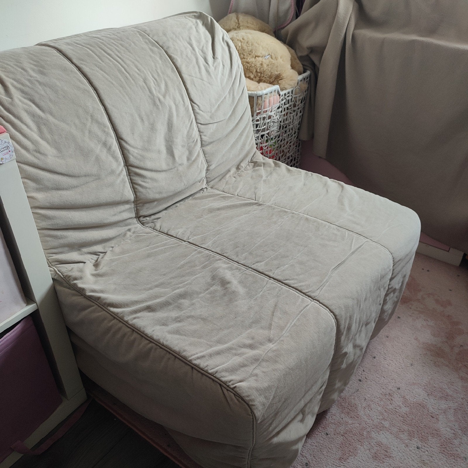 IKEA LYCKSELE LÖVÅS Slaapfauteuil - Beige, 1-persoons, Ophalen, Eenpersoons, 75 tot 100 cm, Zo goed als nieuw