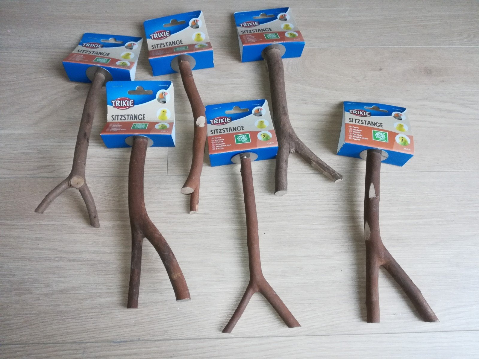 Vogelkooi zitstokken hout nieuw met schroefdraad drinkbakjes, Ophalen of Verzenden, Nieuw, Hout, Vogelkooi