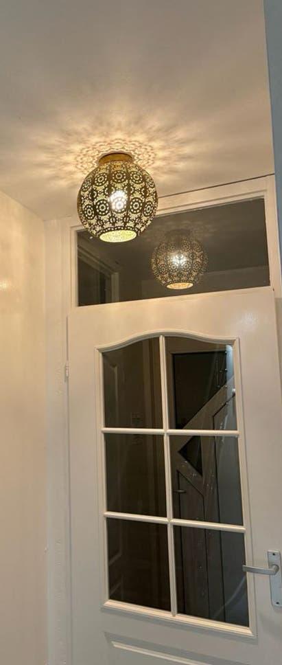 Oosterse plafondlamp in goudkleur, Huis en Inrichting, Ophalen, Zo goed als nieuw