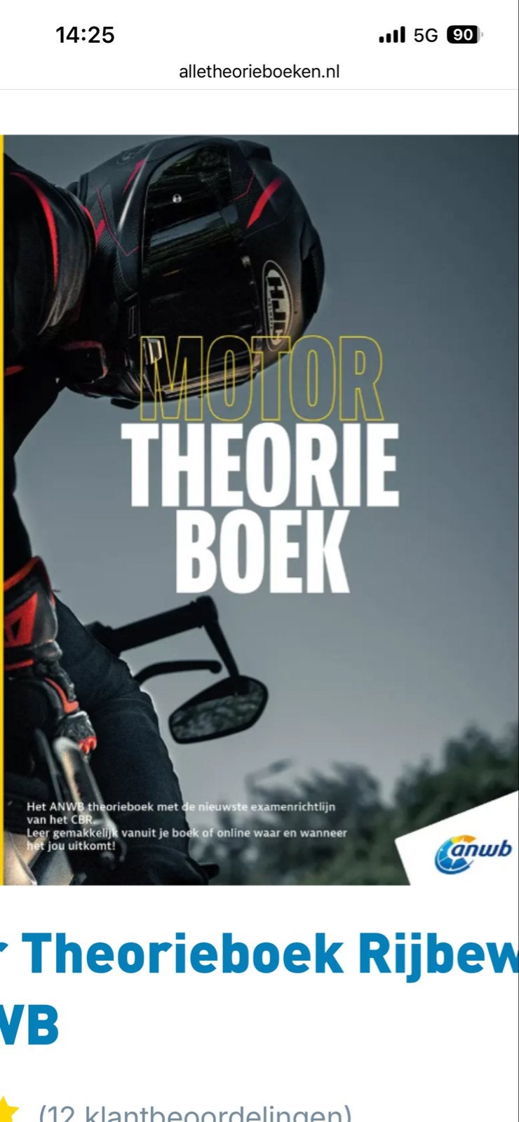 ANWB Motor Theorieboek - Nieuwste Examenrichtlijn CBR, Boeken, Ophalen of Verzenden, Nieuw, Overige niveaus