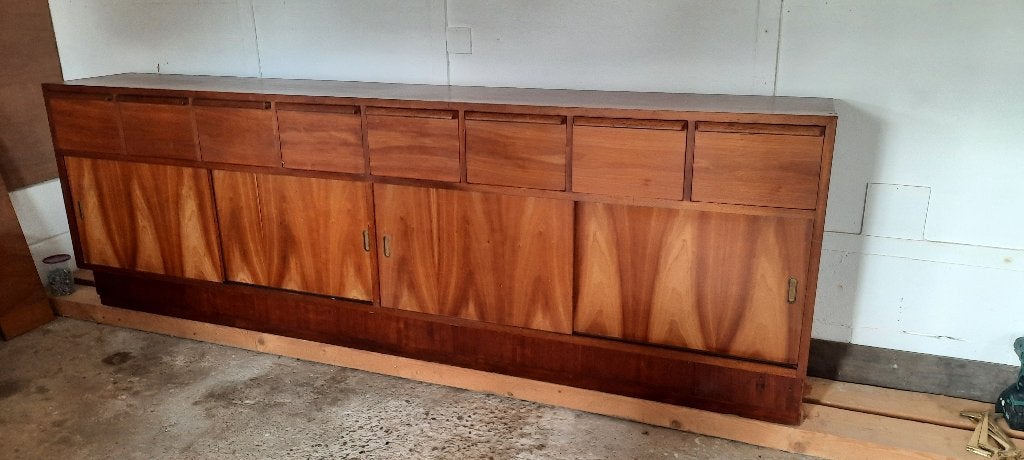 mooie oude vintage toonbank dressior kast uit oude bakkerij, Ophalen, Gebruikt, Met deur(en), 200 cm of meer