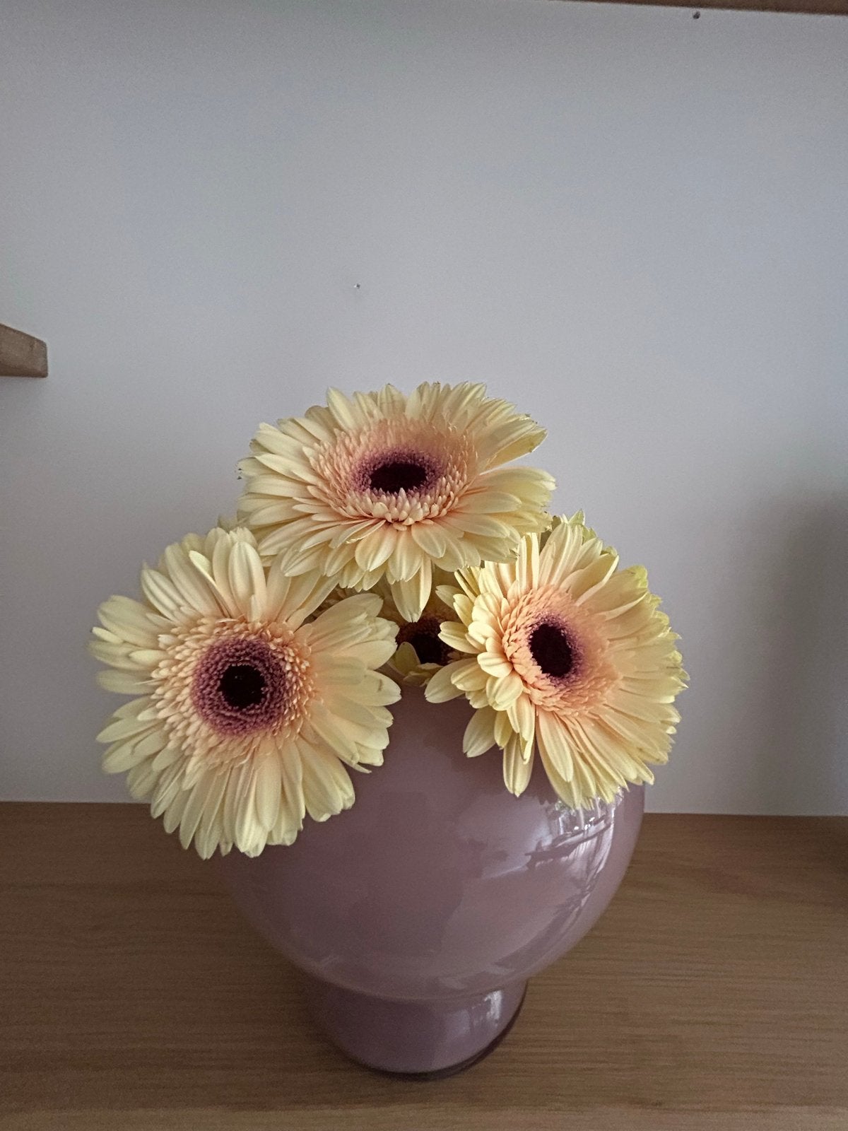 Lila glazen donut vaas of bloempot - 22cm, Ophalen, Gebruikt, Paars, Glas