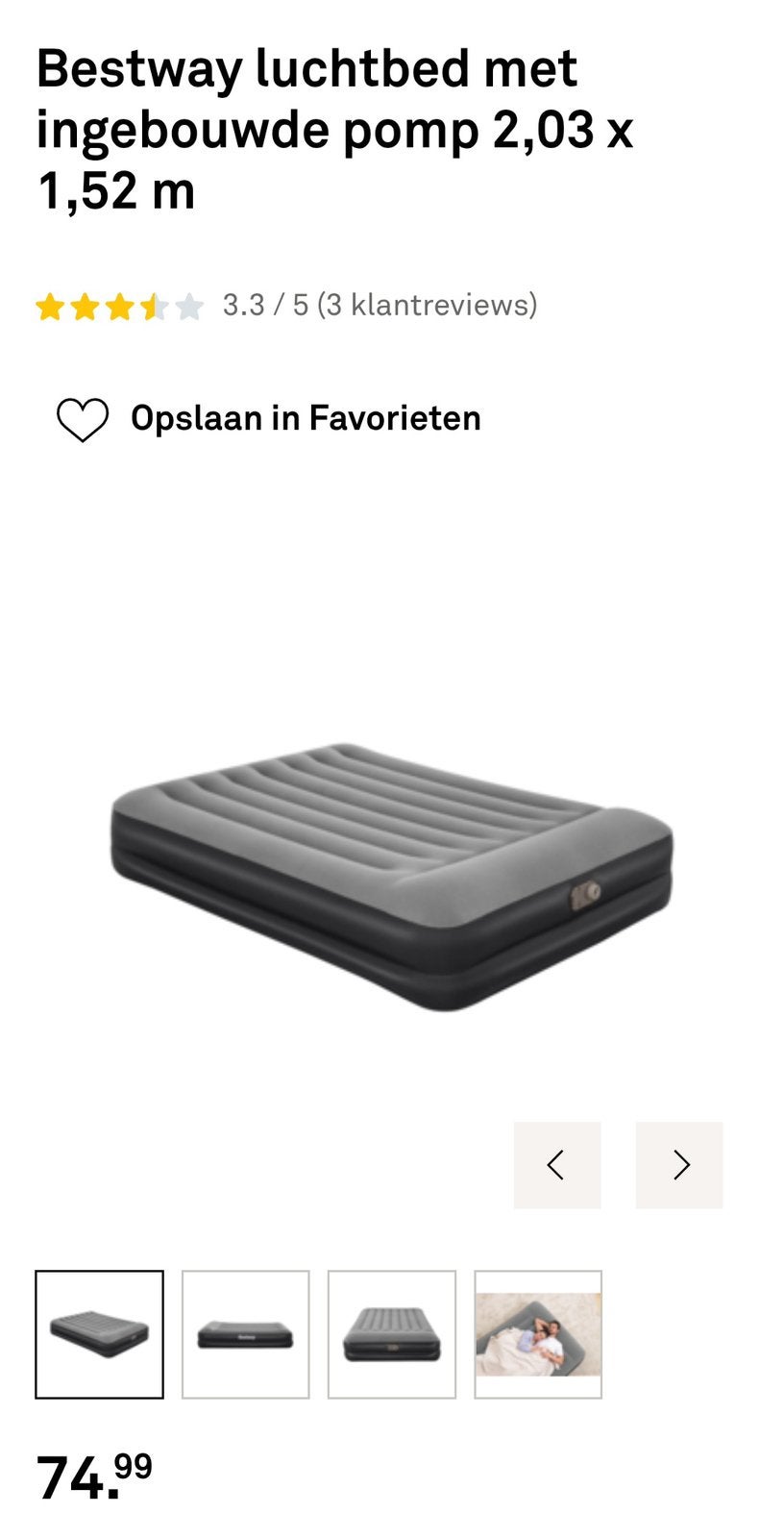 Bestway luchtbed 2 persoons, Ophalen, Zo goed als nieuw