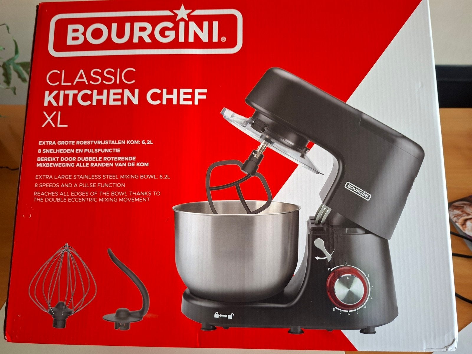 Bourgini Classic Kitchen Chef XL Keukenmachine 1500W, Witgoed en Apparatuur, Keukenmixers, Ophalen, 4 liter of meer, 3 snelheden of meer