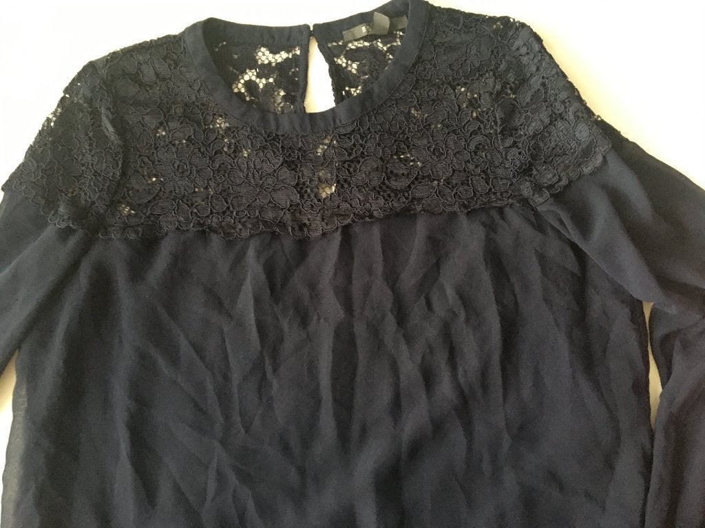 Esprit kanten blouse, donker blauw maat 38, Kleding | Dames, Blouses en Tunieken, Maat 38/40 (M), Blauw, Ophalen of Verzenden
