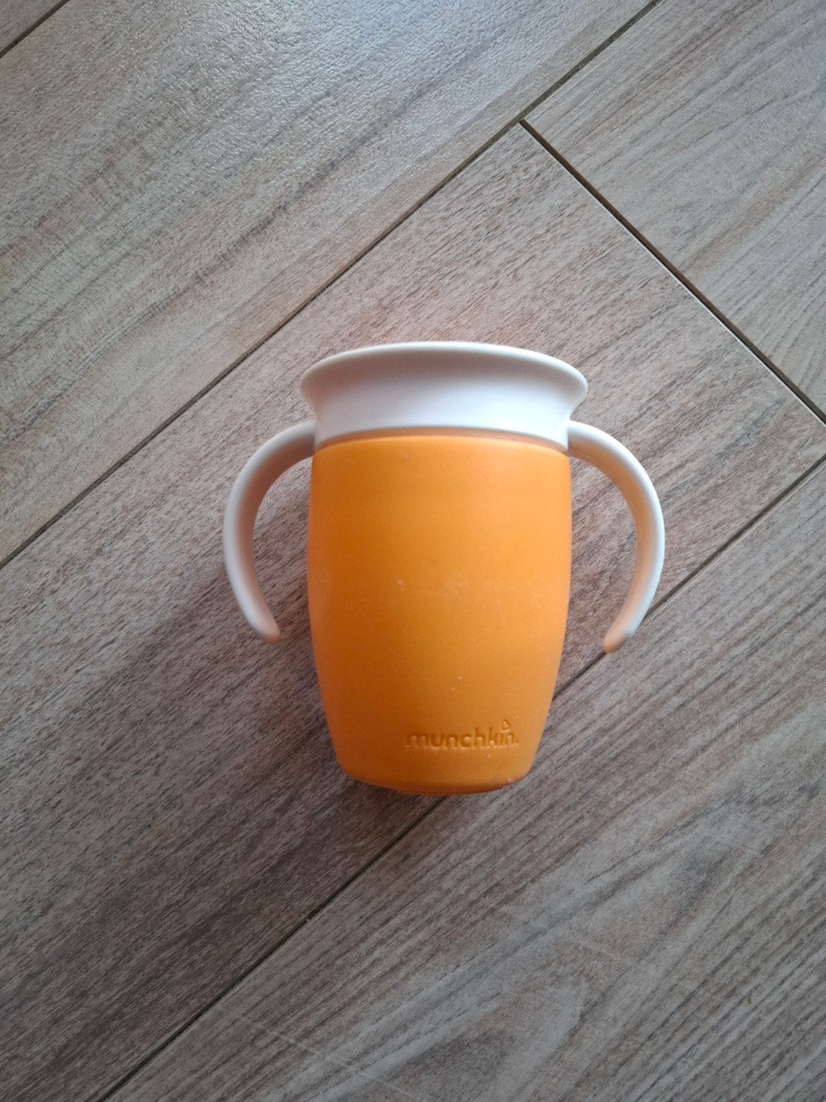 Munchkin 360 Antilekbeker met handvatten - Oranje, Ophalen of Verzenden, Zo goed als nieuw