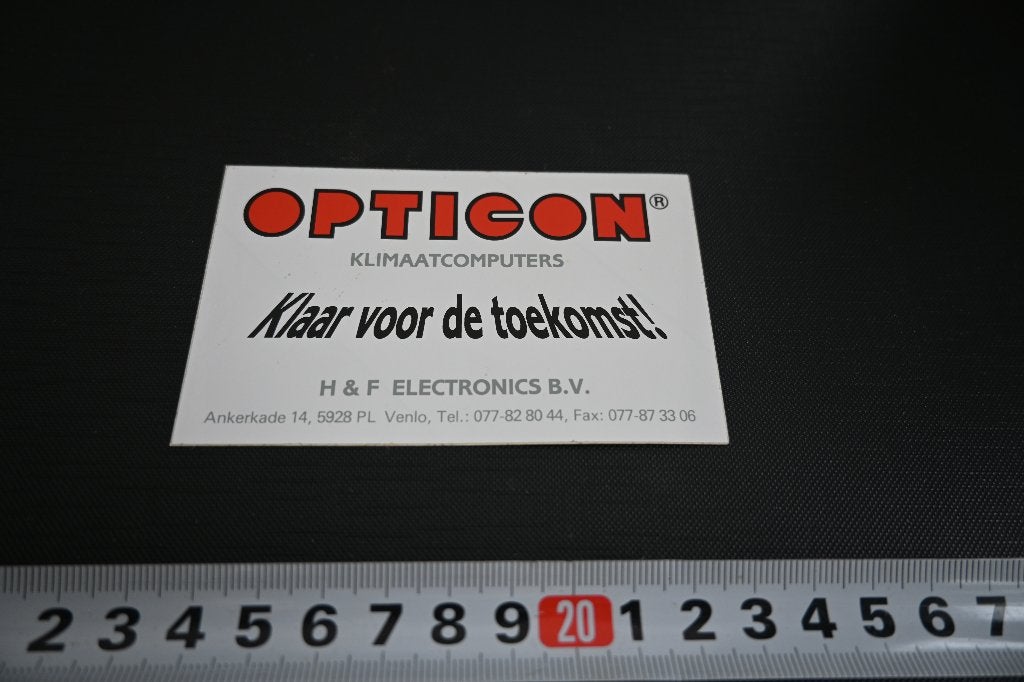 sticker Venlo H&F Electronics bv OPTICON klimaatcomputers, Ophalen, Zo goed als nieuw