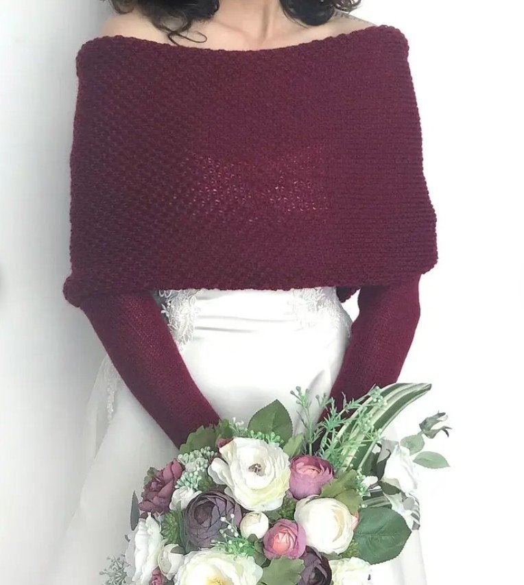 Omslagvest/bolero van merinowol - bordeauxrood, Kleding | Dames, Trouwkleding en Trouwaccessoires, Ophalen of Verzenden, Nieuw