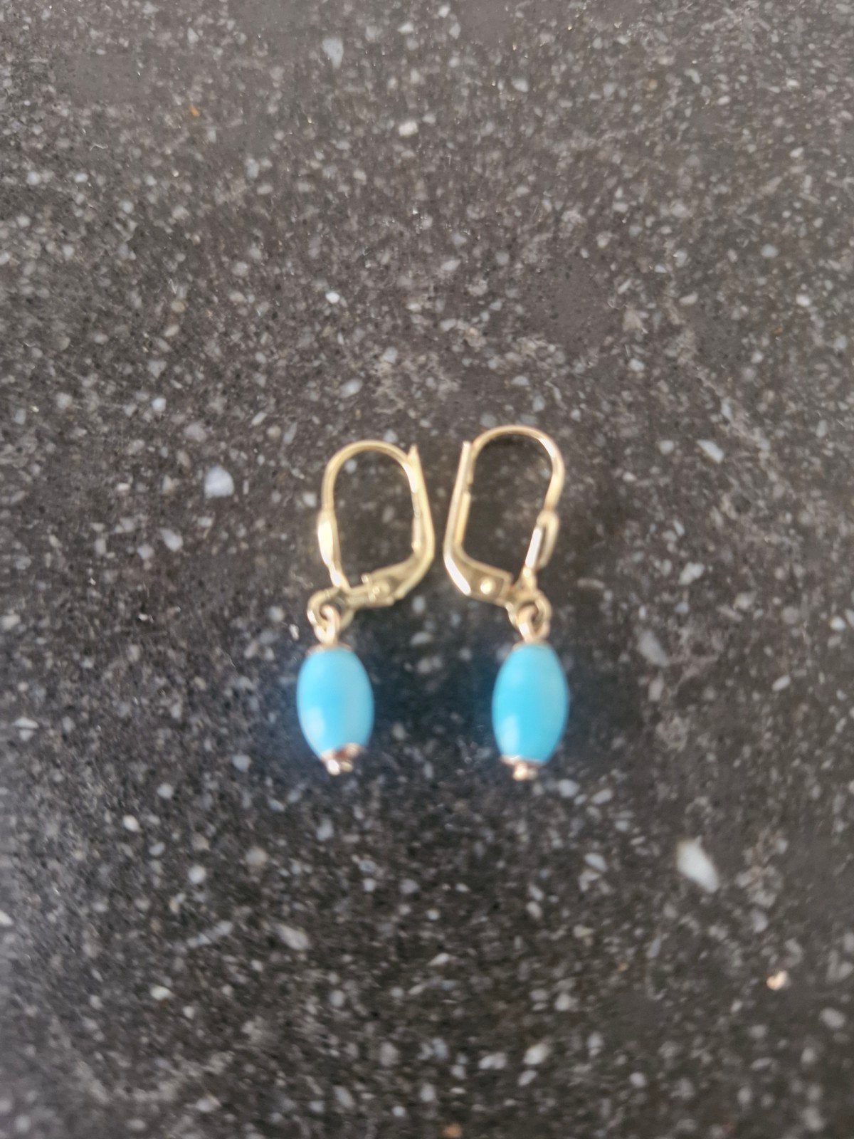 14k Gouden Oorbellen met Turkoois Edelstenen, Hangers, Nieuw, Ophalen of Verzenden, Met edelsteen