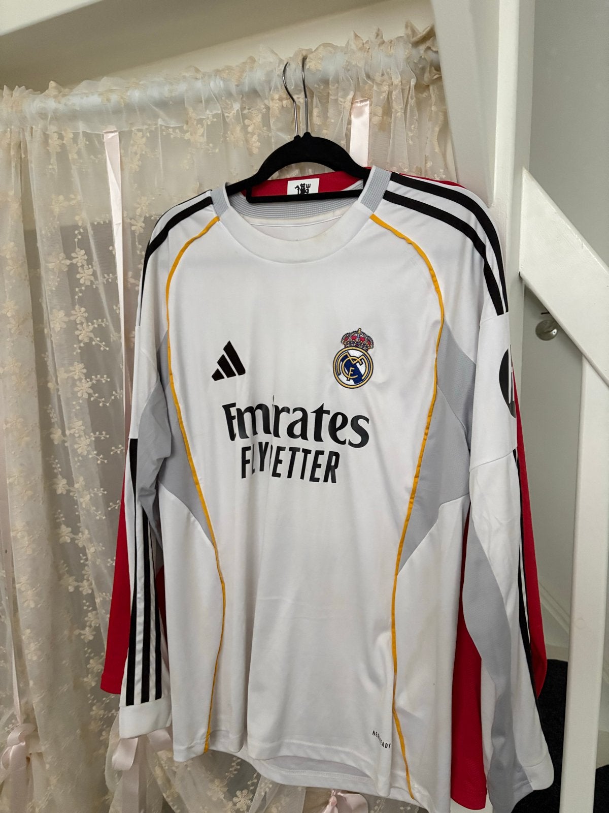 Real Madrid Bellingham voetbalshirt lange mouwen, Wit, Overige maten, Ophalen of Verzenden, Voetbal