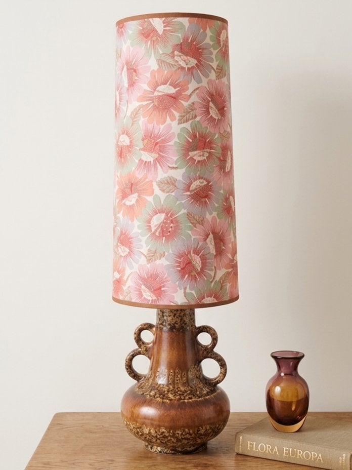 Handgemaakte Vintage Bloemen Lampenkap, 25 cm, Studio Vrolijk Wonen, Tafellamp, Halsteren