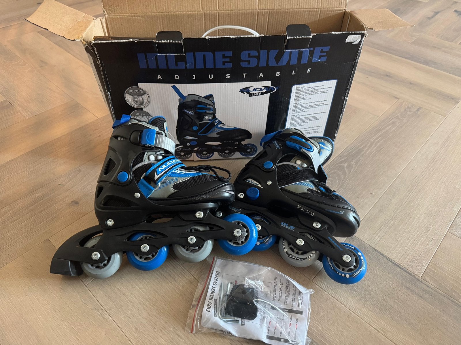 Nijdam Junior Inlineskates Blauw, Maat 30-33, Zo goed als ni, Ophalen, Verstelbaar, Zo goed als nieuw, Kinderen