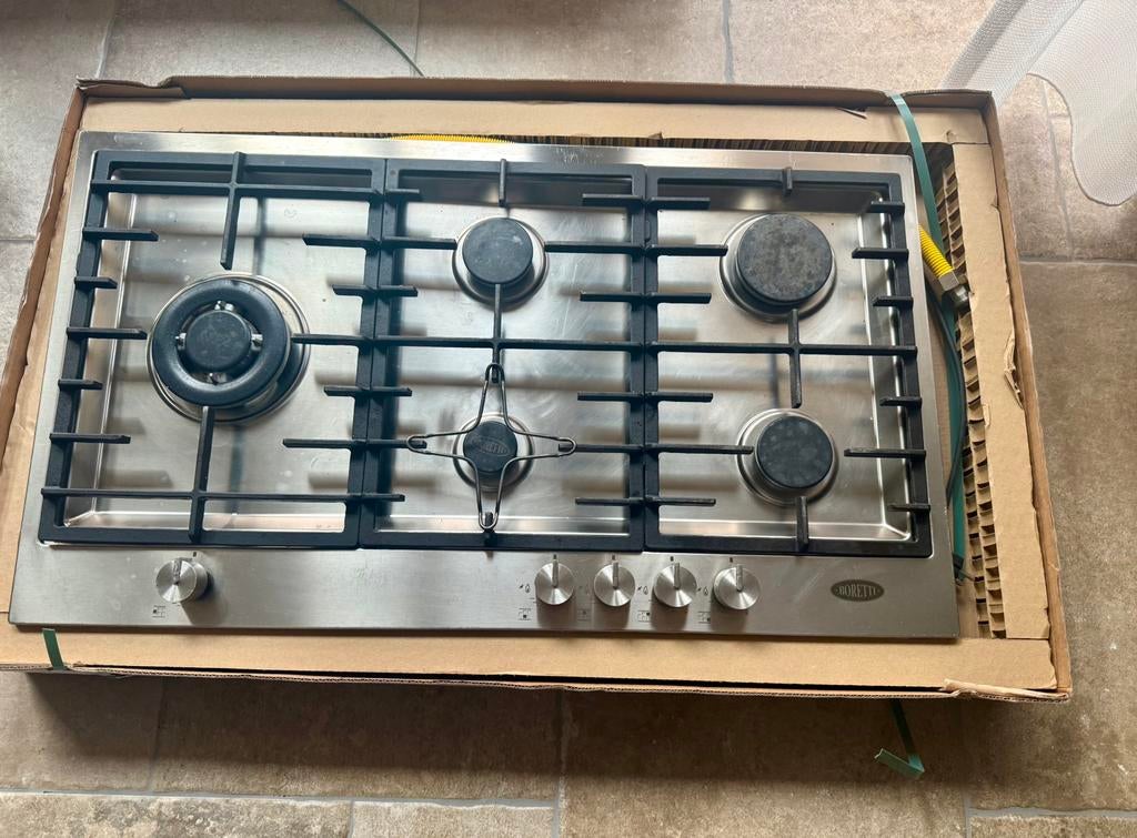 Luxe Boretti gasplaat 5 pits. Zeer nette staat., Witgoed en Apparatuur, Kookplaten, Ophalen of Verzenden, Zo goed als nieuw, Inbouw