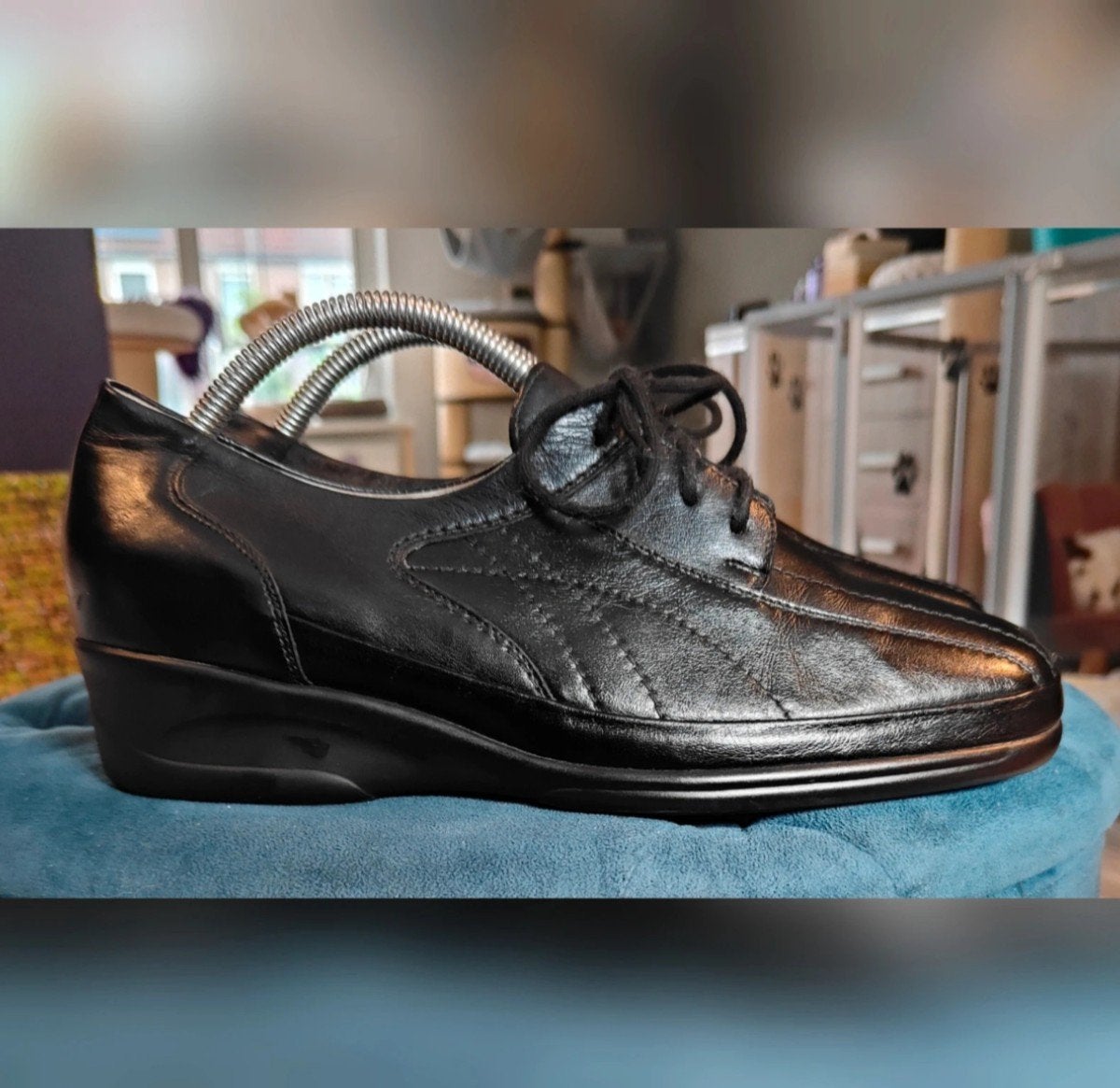 Klassieke zwarte heren veterschoenen Waldläufer maat 41.5, Ophalen of Verzenden, Zo goed als nieuw, Zwart