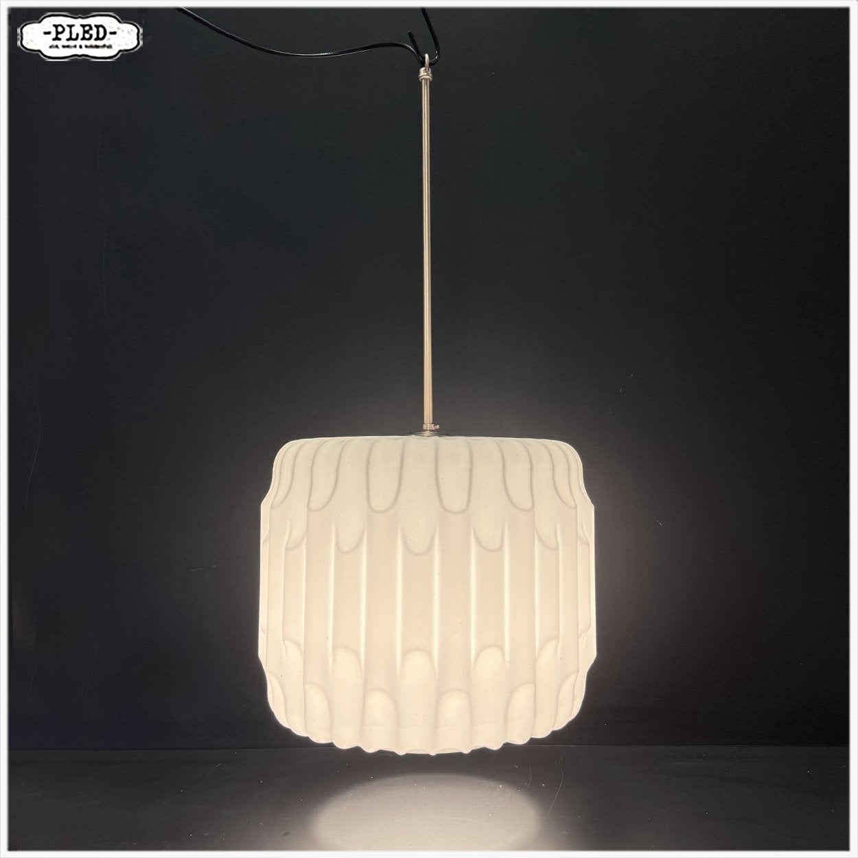 Sculpturale opaline pendellamp, Karel Volf Lamp Hanglamp, Ophalen, Gebruikt, Karel Volf, E27 (groot)