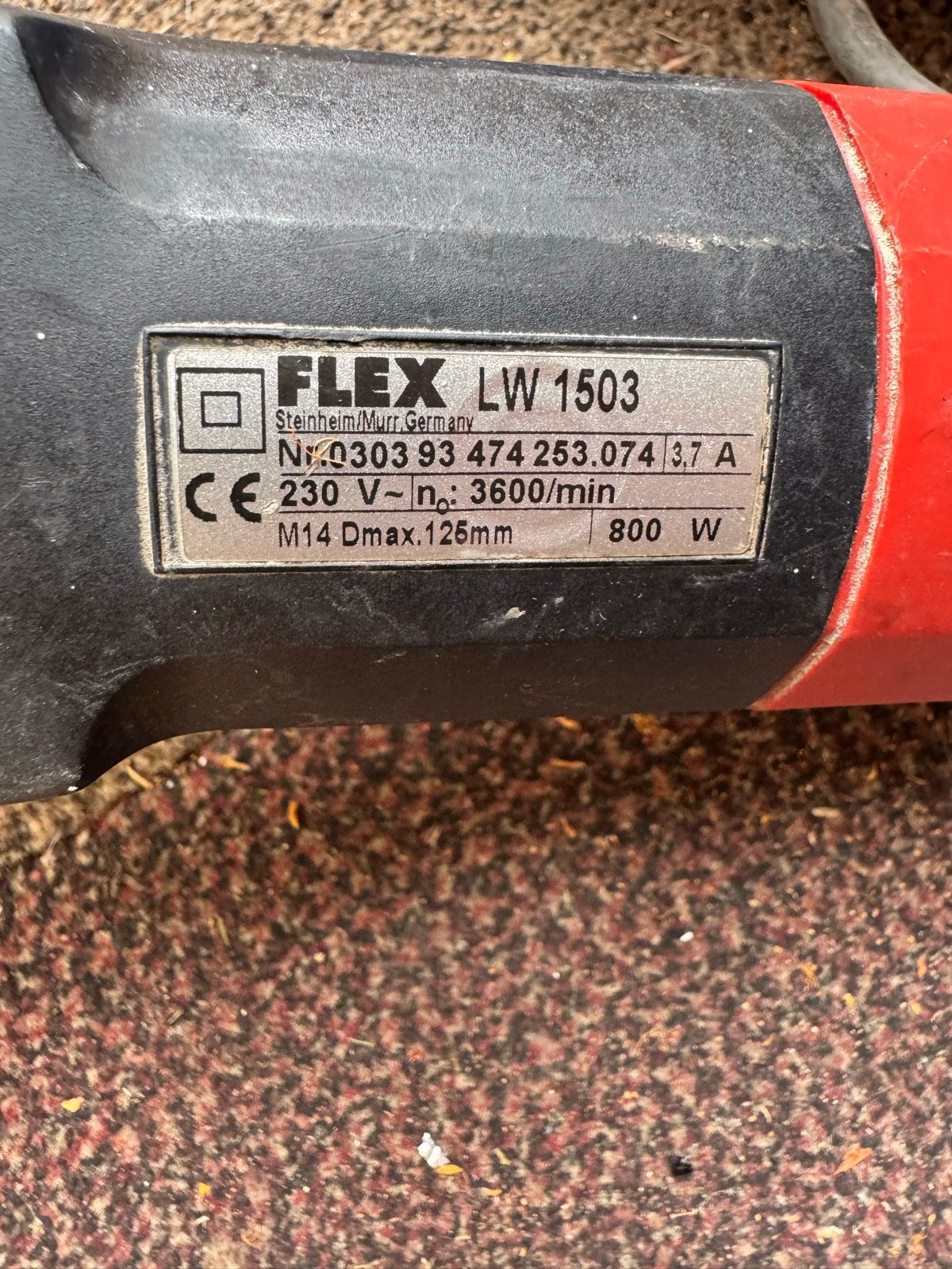 FLEX LW 1503 Rechte handslijpmachine 800W, Ophalen, Gebruikt, 700 tot 1000 watt, Haakse handslijpmachine