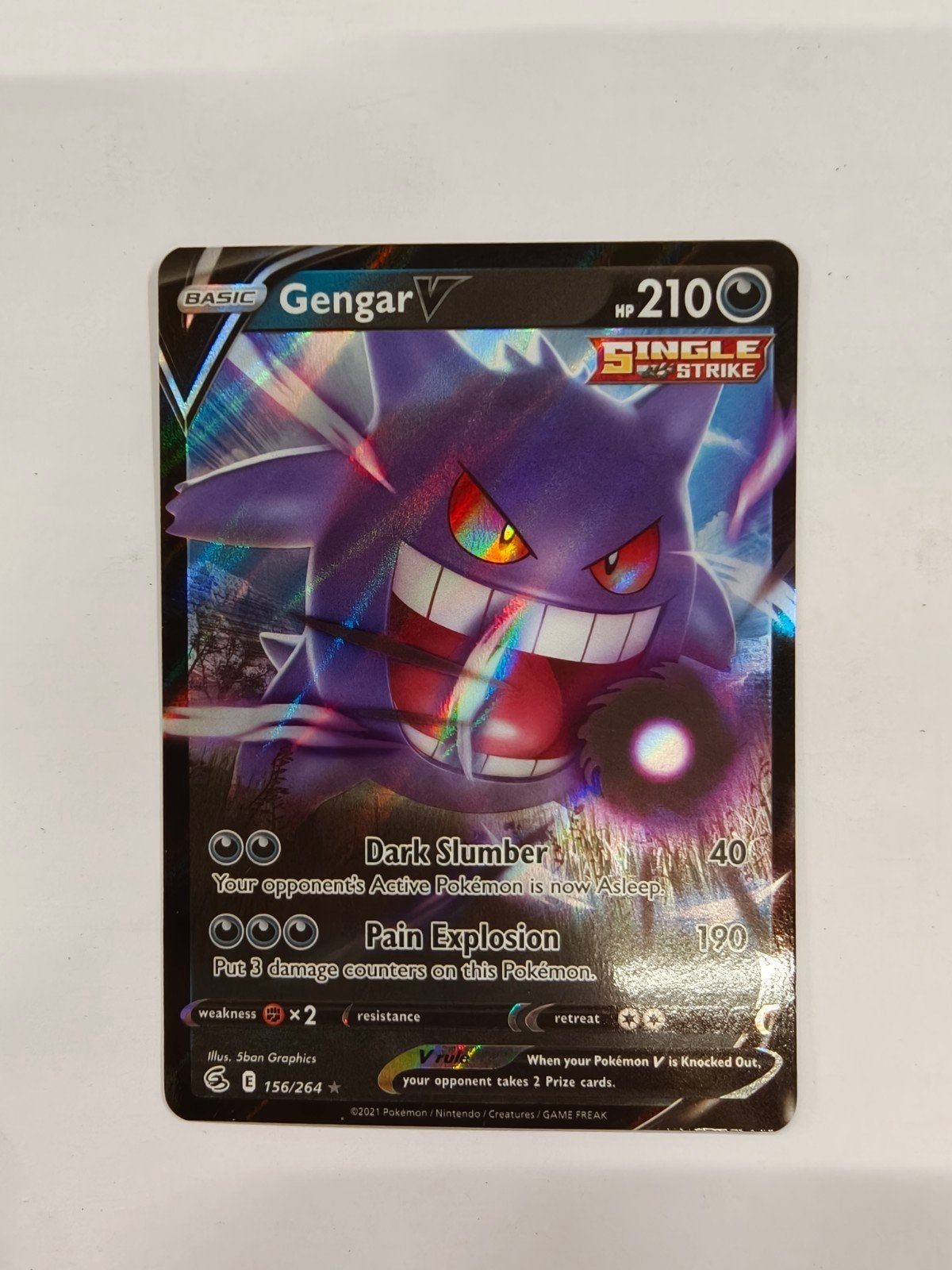 Gengar V 156/264 Fusion Strike, Ophalen of Verzenden, Zo goed als nieuw, Losse kaart