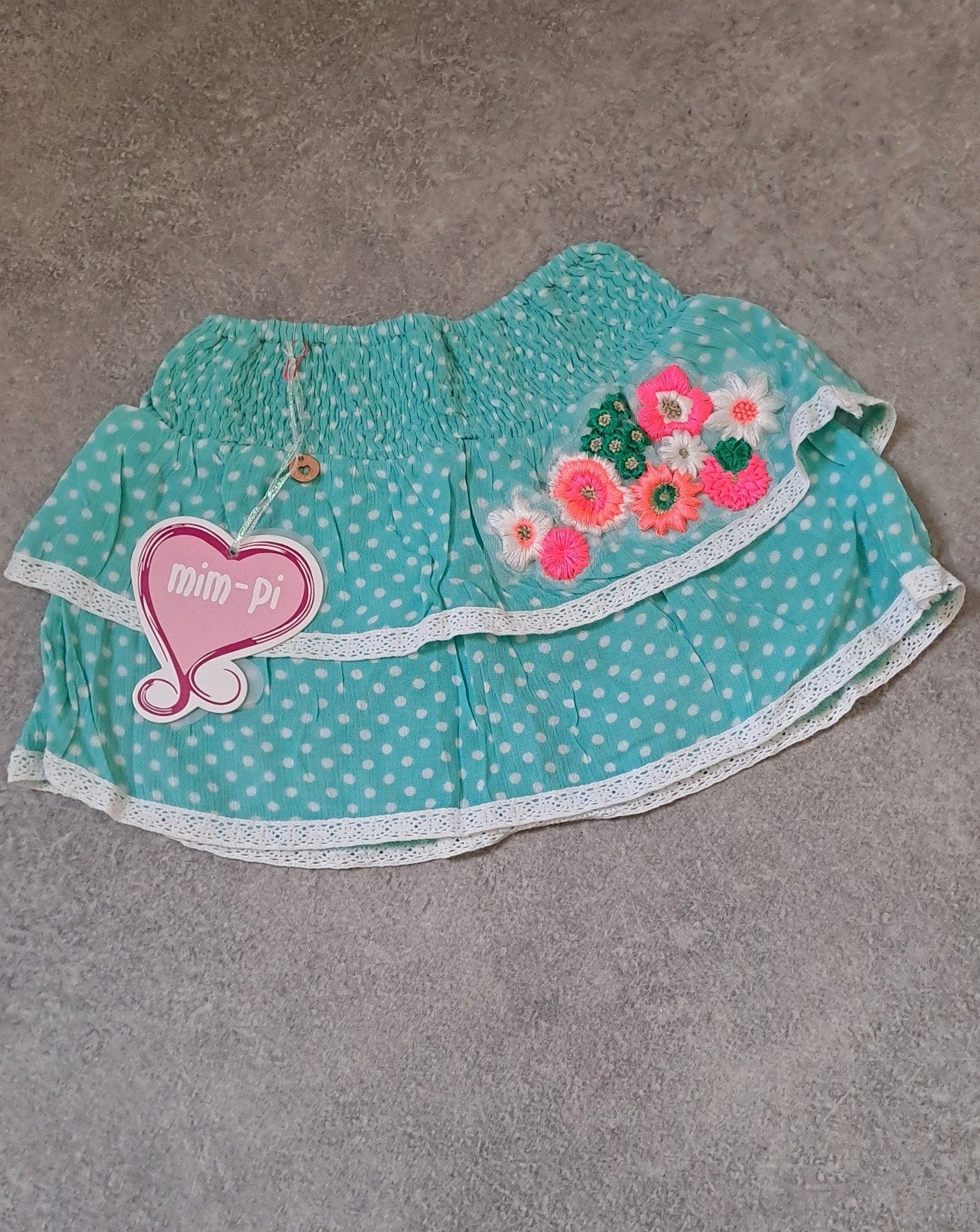 Mim-Pi Stroken Rokje Maat 92 met Bloemenapplicaties, Kinderen en Baby's, Kinderkleding | Maat 92, Meisje, Nieuw, Ophalen of Verzenden