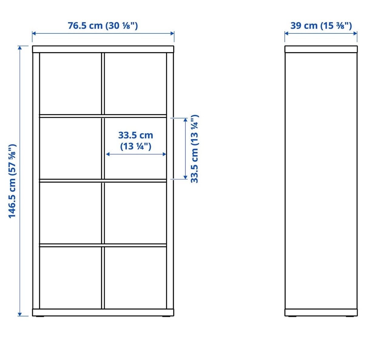 IKEA Kallax Kast Wit 76.5x39x146.5 cm, Ophalen, Met plank(en), 100 tot 150 cm, 50 tot 100 cm
