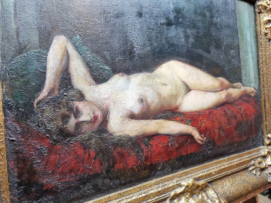 Schilderij naakt woninginrichting woonkamer kunst Art Deco, Ophalen, Paneel, Portret of Personen, Olieverf