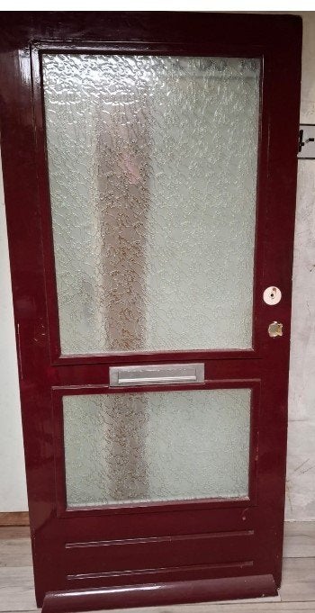 Hardhouten buitendeur met dubbel glas & briefbus, Ophalen, 200 tot 215 cm, Vouwdeur, Glas