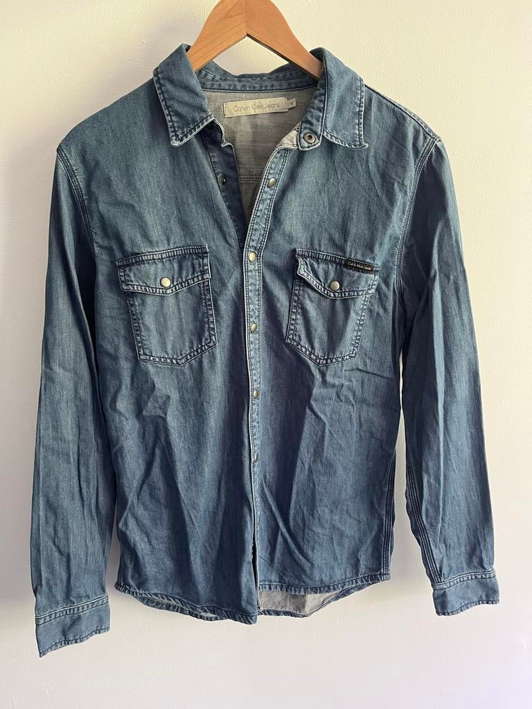 Calvin Klein Jeans Denim Overhemd Maat M, Ophalen of Verzenden, Zo goed als nieuw, Blauw