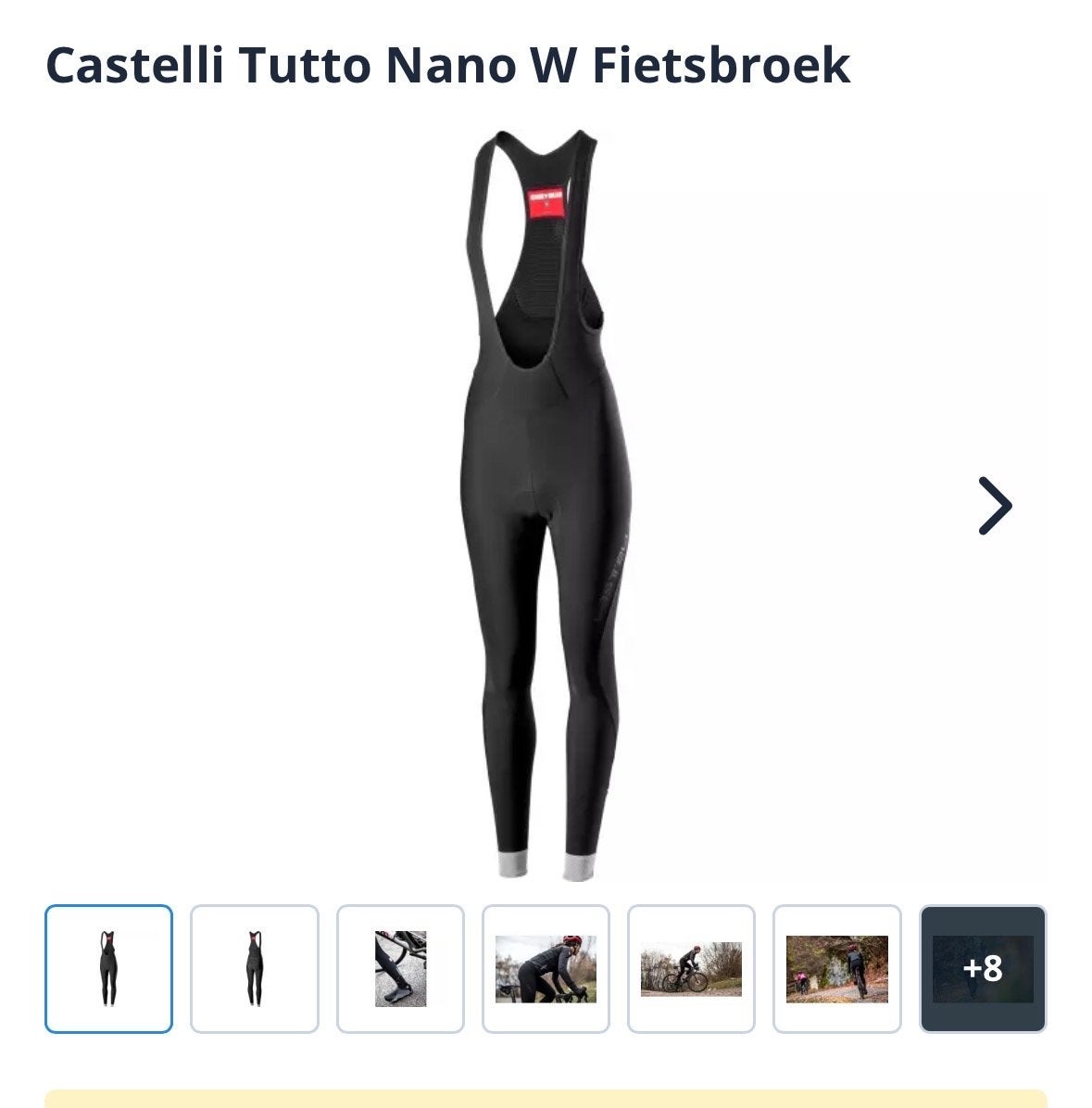 Castelli Tutto Nano W Fietsbroek Maat S, Fietsen en Brommers, Fietsaccessoires | Fietskleding, S, Ophalen of Verzenden, Zo goed als nieuw