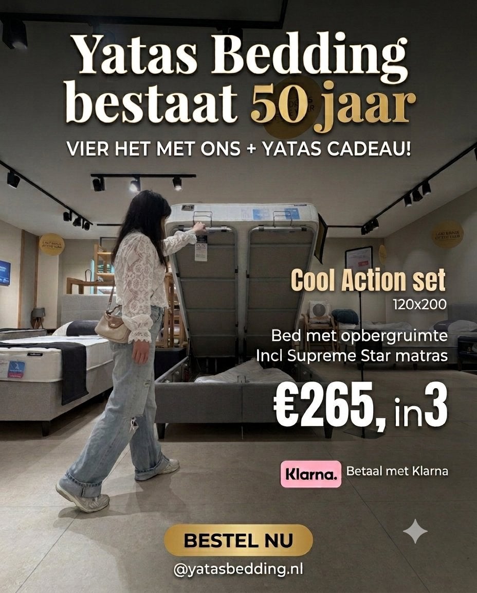 Yatas Bedding Cool Action set 120x200 met opbergruimte, Huis en Inrichting, Ophalen, Nieuw, Twijfelaar, 120 cm