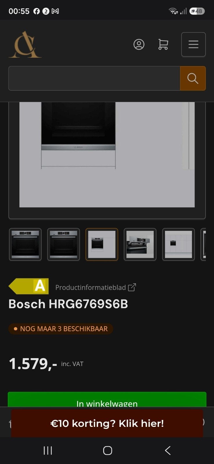 Bosch HRG6769S6B – Slimme oven met stoom én wifi, Witgoed en Apparatuur, Inbouw, Bosch, Ophalen of Verzenden, Stoom