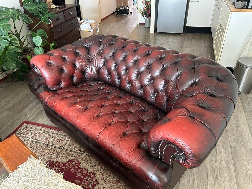 chesterfield bank en stoel, Huis en Inrichting, Ophalen, Gebruikt, Tweepersoons, Engels