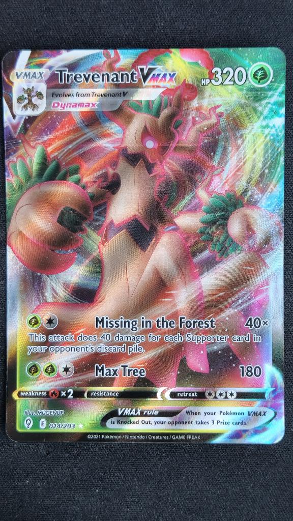 Trevenant Vmax (EVS 014/203) Pokémon kaart, Ophalen of Verzenden, Zo goed als nieuw, Losse kaart