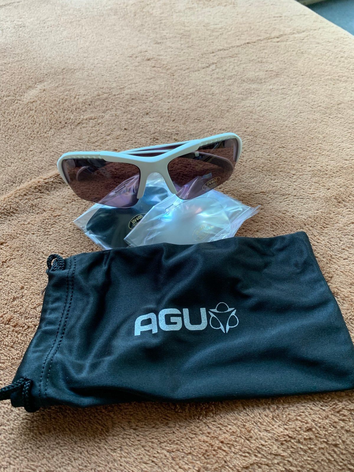AGU Santosa Sportbril Wit/Paars met 3 Glazen, Ophalen of Verzenden