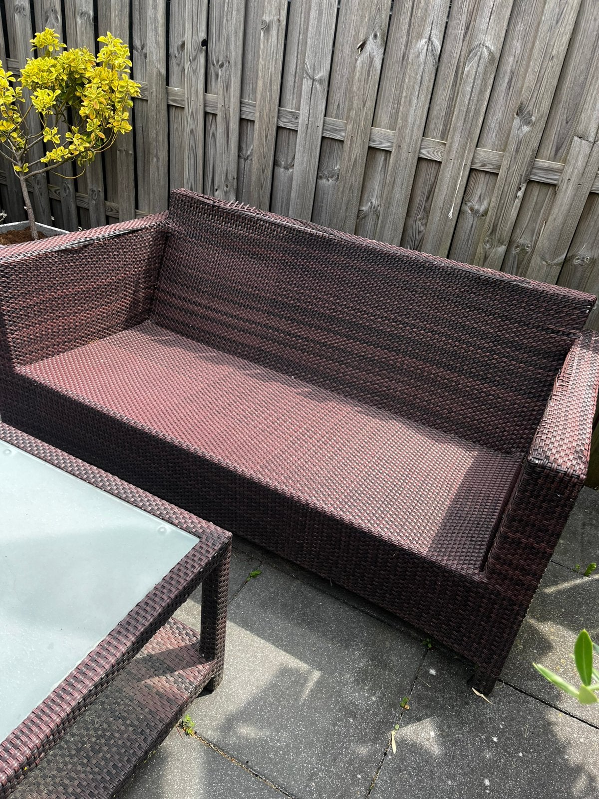 Gratis bruine lounge set - ophalen Sittard, Ophalen, 5 zitplaatsen, Kunststof, Gebruikt