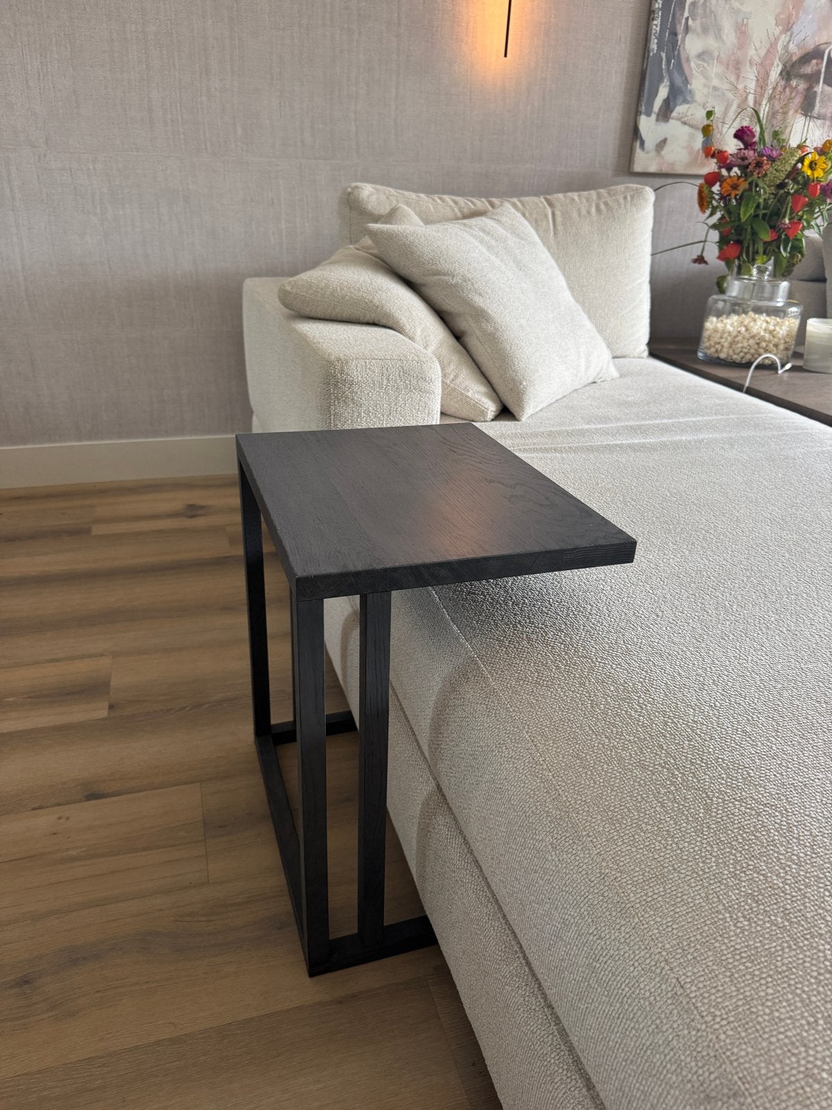 Stijlvol banktafeltje / bijzettafel - Donker hout, Huis en Inrichting, Tafels | Bijzettafels, 45 tot 60 cm, Minder dan 55 cm, Gebruikt