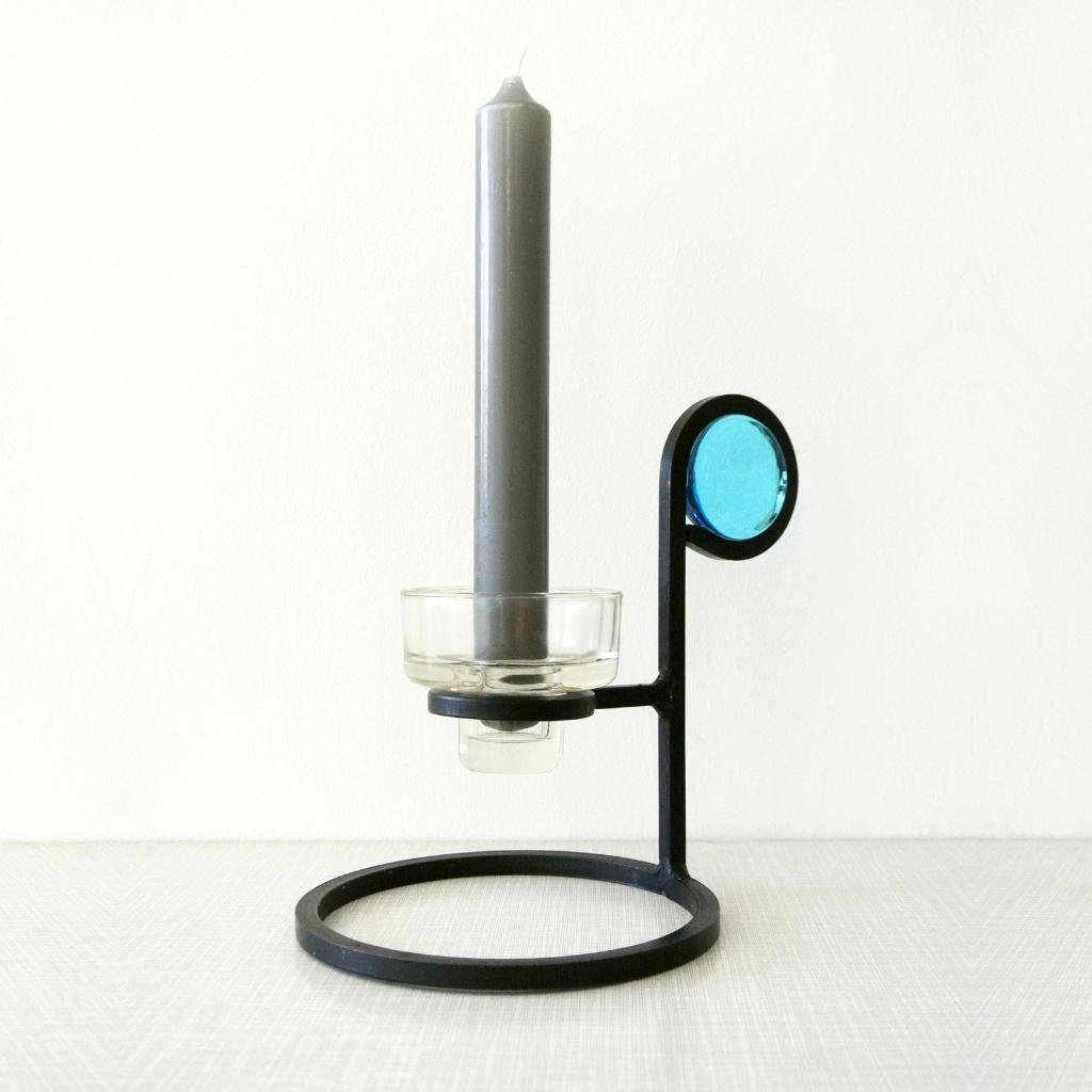 Erik Höglund KANDELAAR vintage Zweeds design Mid Century MCM, Gebruikt, Ophalen of Verzenden, Metaal, Blauw