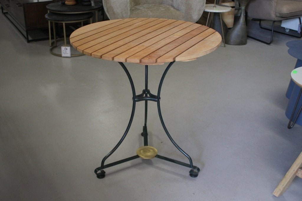 3 x sierlijke ronde tuintafel terrastafel metaal & teakhout, Tuin en Terras, Ophalen, Nieuw, Rond, Teakhout