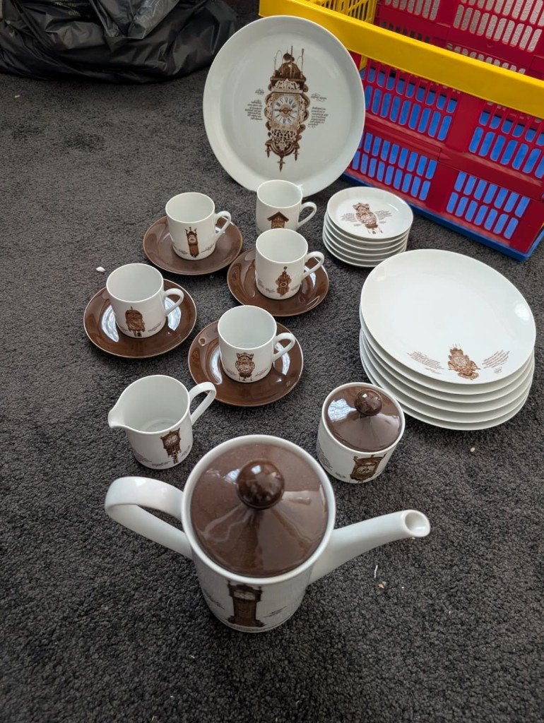 Vintage Mitterteich Porzellan servies met klokkenmotief, Verzamelen, Ophalen of Verzenden, Zo goed als nieuw, Porselein, Compleet servies