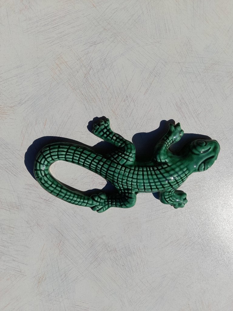 Salamander van Keramiek, Groen, Decoratieobject, Steen/keramiek, Zo goed als nieuw