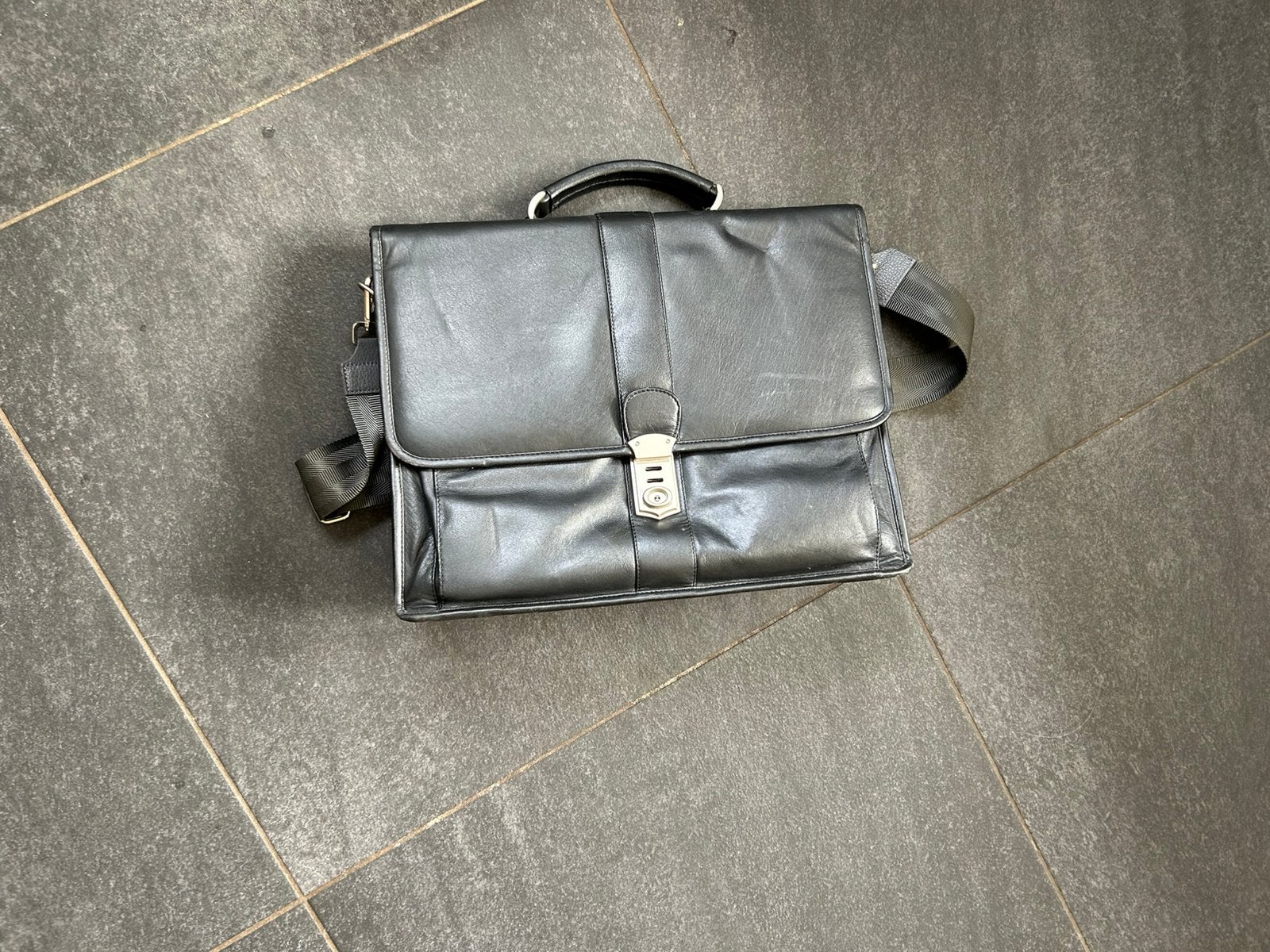 Leren (akte) tas, Ophalen, Zo goed als nieuw, Zwart
