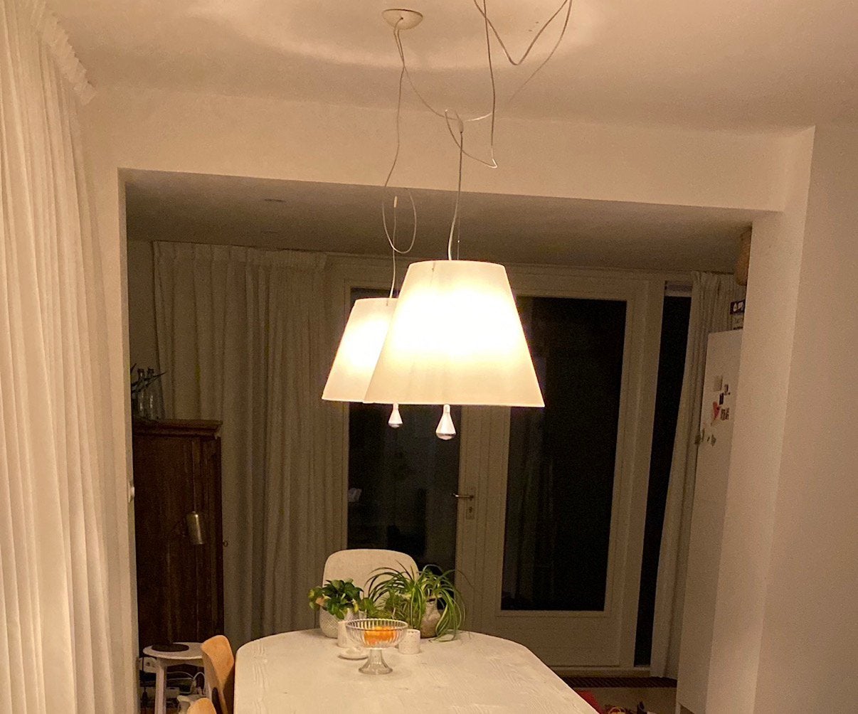 Luceplan Costanza dubbele hanglamp - Paolo Rizzatto, Ophalen, Gebruikt, Kunststof, E27 (groot)