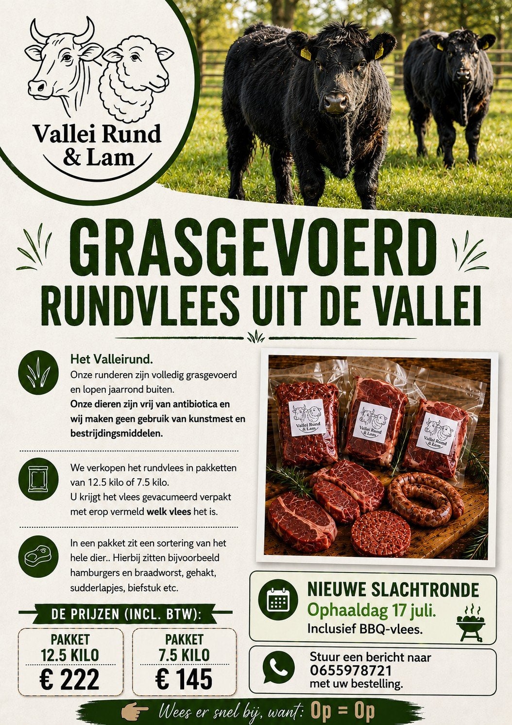 Grasgevoerd ValleiRundvlees – Rechtstreeks van de Boer!, Diversen, Levensmiddelen, Ophalen of Verzenden