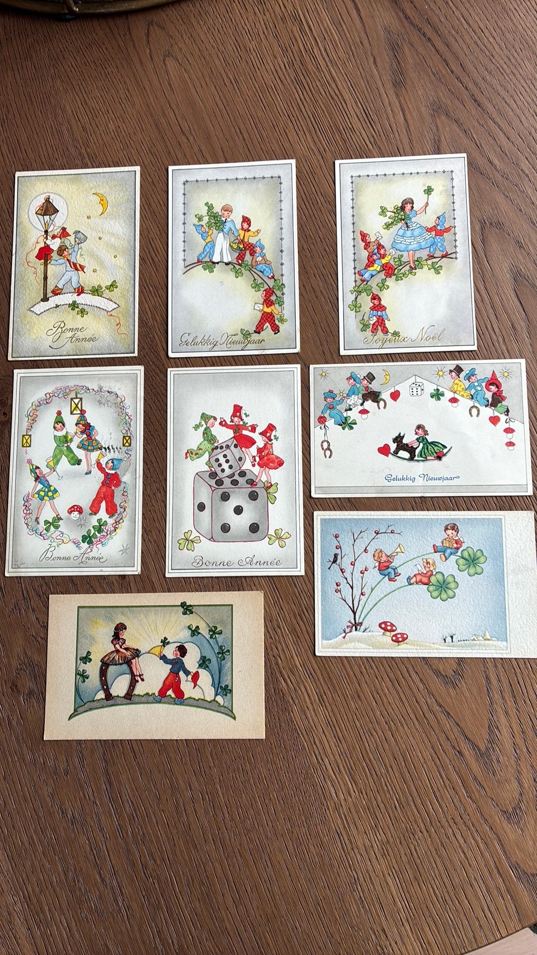 Kinderkaarten.Nieuwjaar.8 stuks. Diverse afbeeldingen., Verzamelen, Ophalen of Verzenden