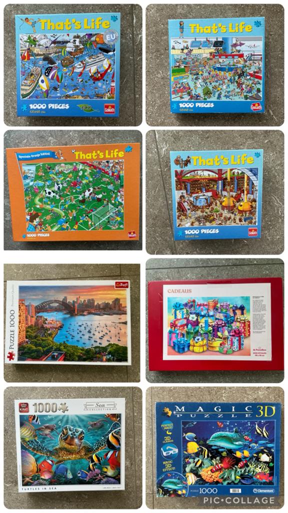 8 legpuzzels - 1000 st - € 3,50 pst - samen € 22,00 (KWF), Ophalen of Verzenden, 500 t/m 1500 stukjes, Zo goed als nieuw