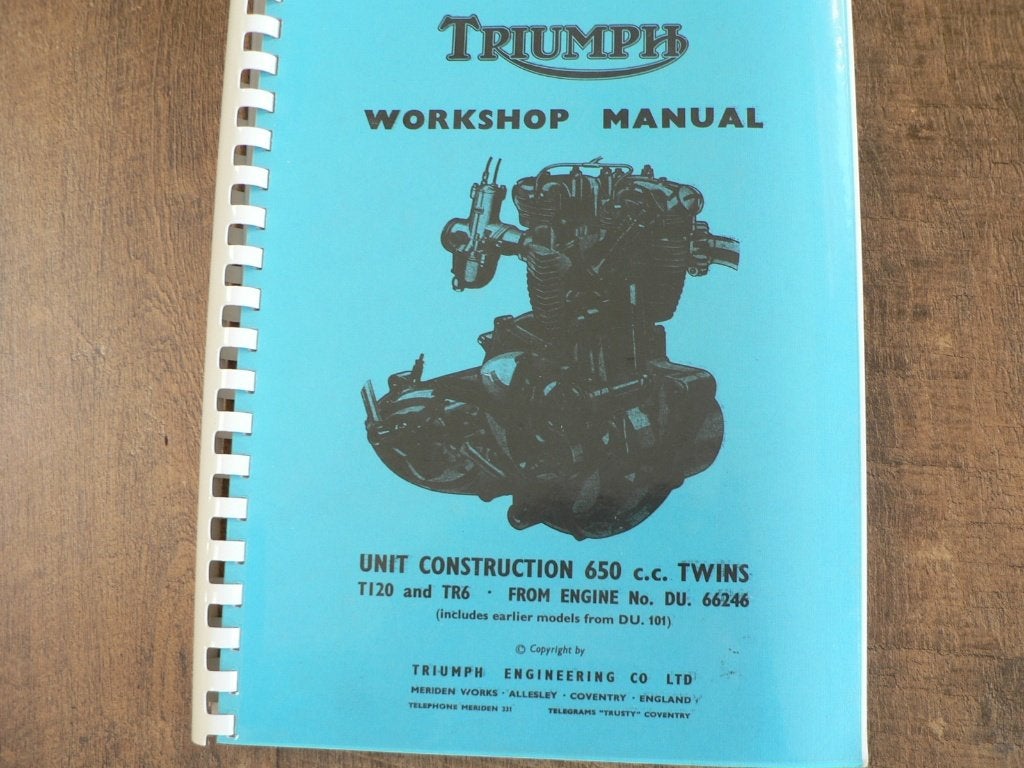 triumph 650 twin werkplaatshandboek t120 en tr6, Motoren, Ophalen of Verzenden, Triumph