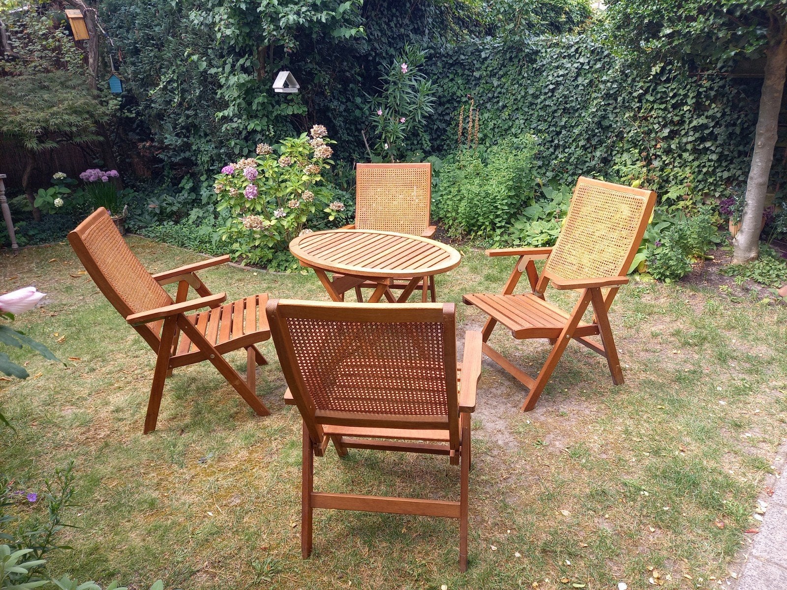 Tuinset hout inklapbaar, Tuin en Terras, Tuinsets en Loungesets, Ophalen, 4 zitplaatsen, Gebruikt, Tuinset