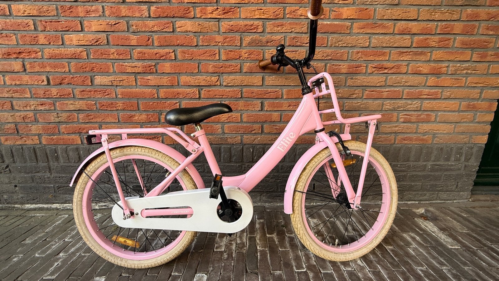 Roze kinderfiets met voordrager - Cortego Elite, Ophalen, Gebruikt, Velgrem, 20 inch of meer