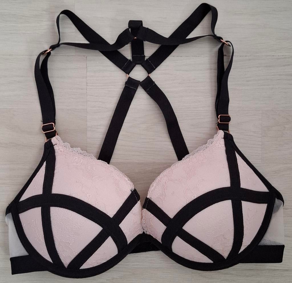 PRIMARK SUPER PUSH UP BH ROZE ZWART 75C, Kleding | Dames, Ophalen of Verzenden, Zwart, BH