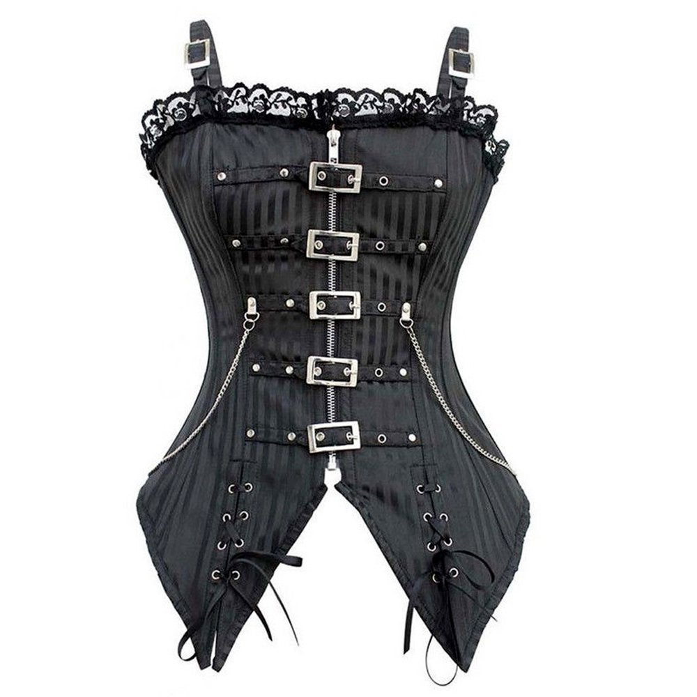 Dames zwart gestreept korset corset sexy gothic steampunk, Verzenden, Zwart, Body of Korset