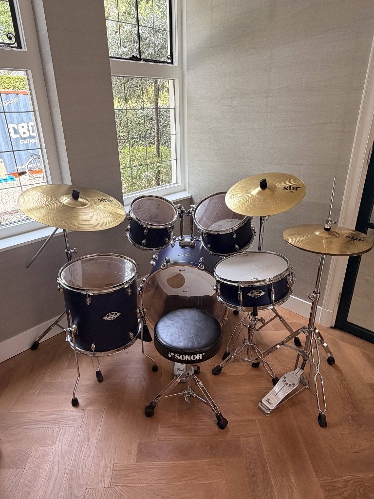 Complete (junior) Pearl Export Drumset Donkerblauw, Muziek en Instrumenten, Ophalen, Gebruikt, Pearl